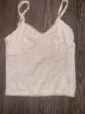 No Boundaries White Lace-Trim Camisole